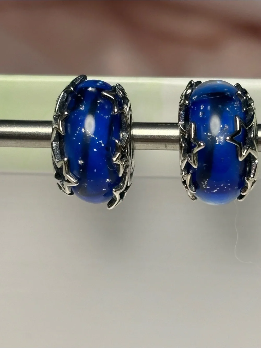 Pandora Charm, Galaxy Blue and Star Murano Charm (2 piece set)